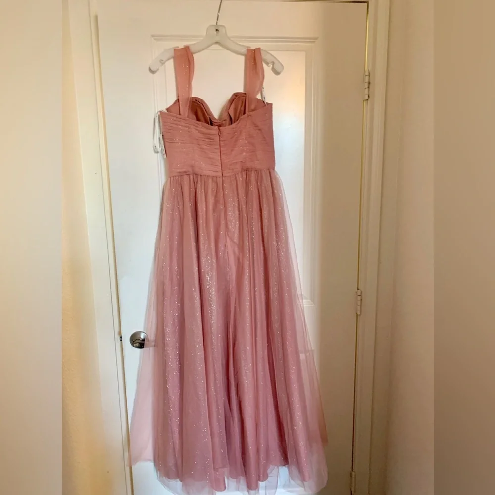 Off The Shoulder Glitter Tulle Ball Gown Prom Dress NWT Removable Straps!! Slit - Picture 4 of 6